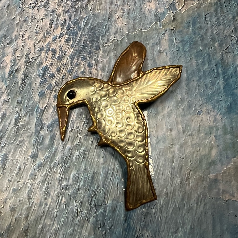 Handcrafted Tin Hummingbird Brooch